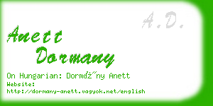 anett dormany business card